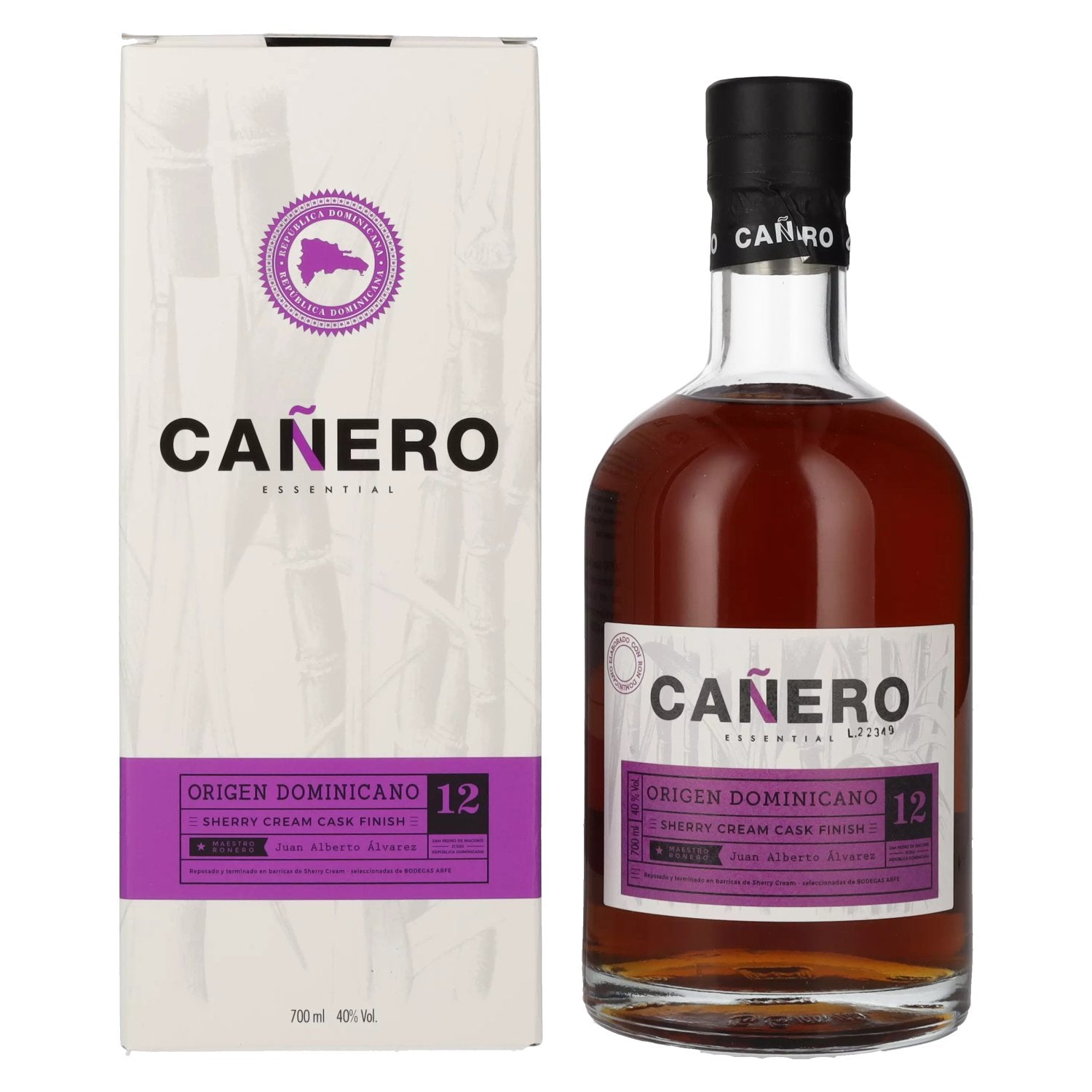 Ron Cañero 12 Solera Dominican Rum SHERRY CREAM CASK FINISH 40% Vol. 0.7l in gift box