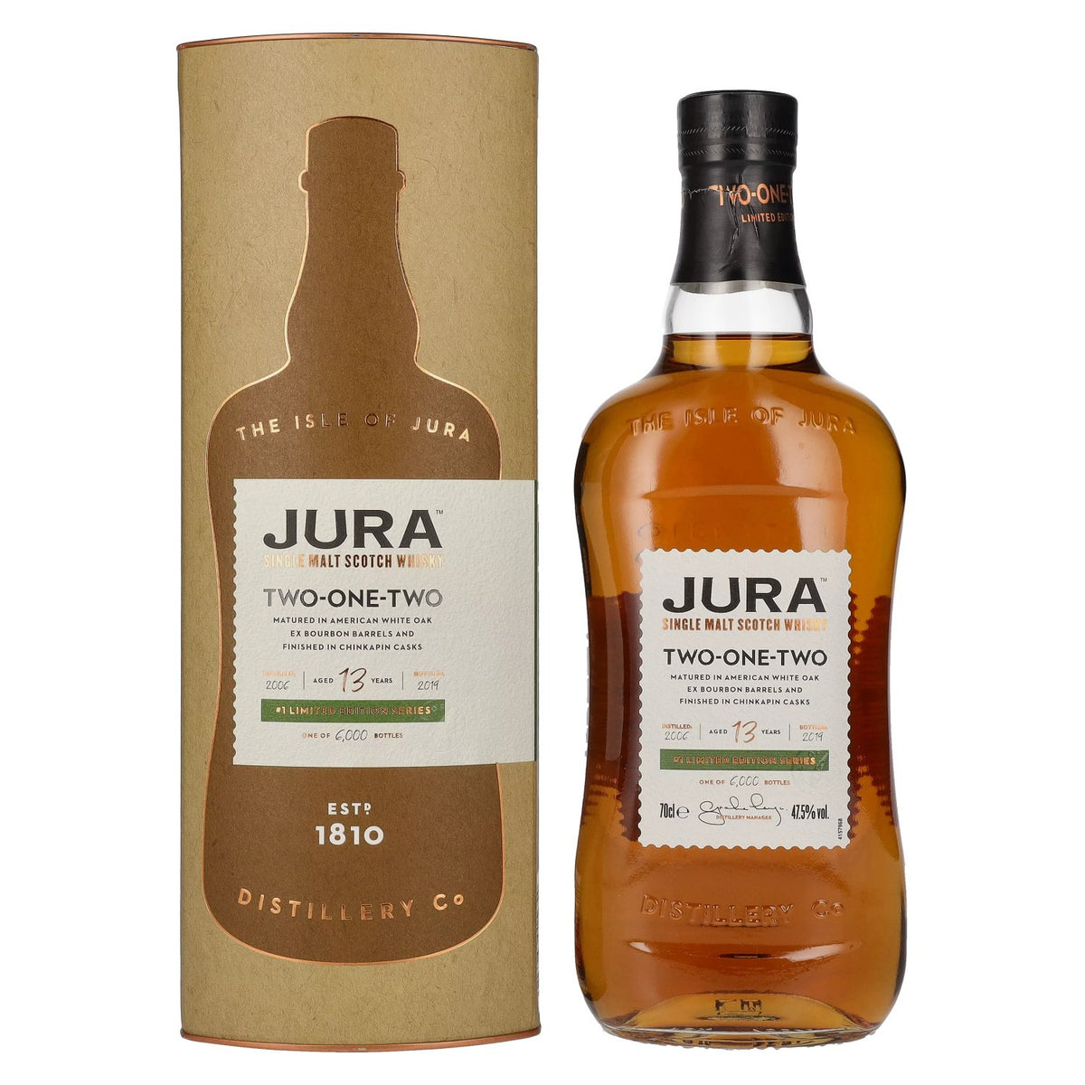 Jura 13 Years Old TWO ONE TWO Single Malt Scotch Whisky 47,5% Vol. 0,7l in Geschenkbox