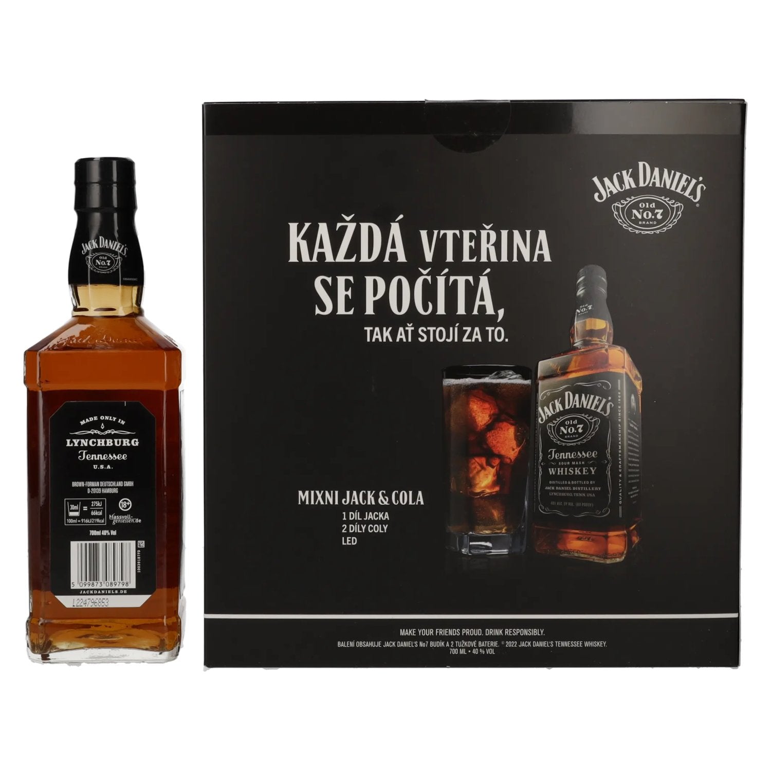 Jack Daniel's Tennessee Whiskey 40% Vol. 0.7l in gift box with alarm clock