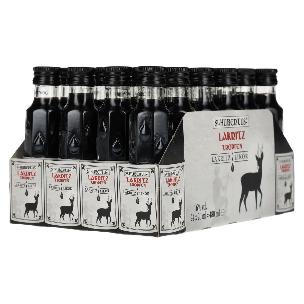 St. Hubertus LIQUORICE Drops Liquorice Liqueur 16% ABV 24 x 0.02 l