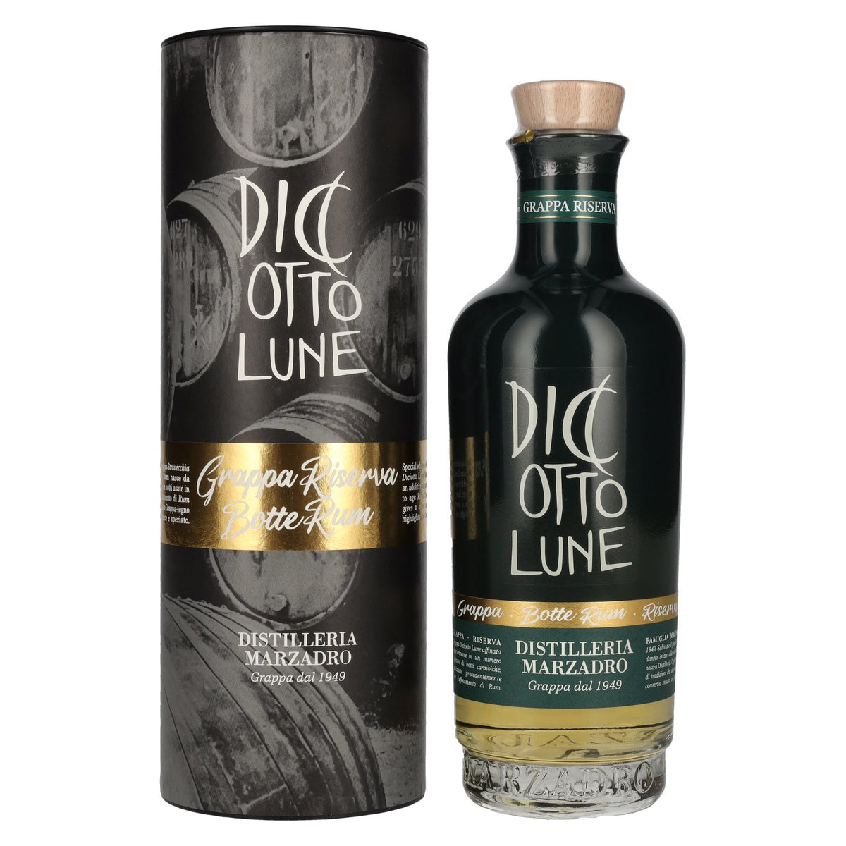 Marzadro DICIOTTO Lune Grappa Riserva Rum Cask 42% Vol. 0.5l in gift box