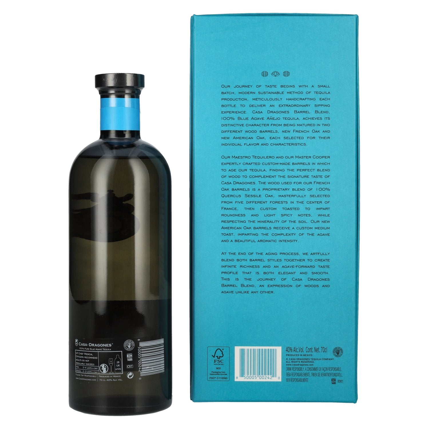 Casa Dragones Tequila AÑEJO Barrel Blend 100% Pure Blue Agave 40% Vol. 0.7l in Gift Box