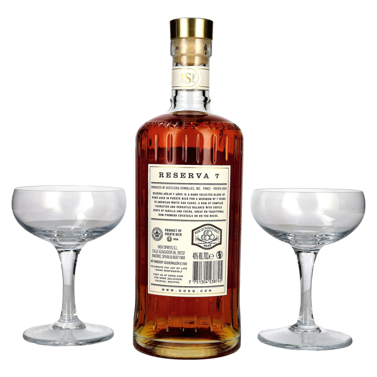 Don Q RESERVA Añejo 7 Años Puerto Rican Rum 40% Vol. 0,7l in Geschenkbox mit 2 Gläsern