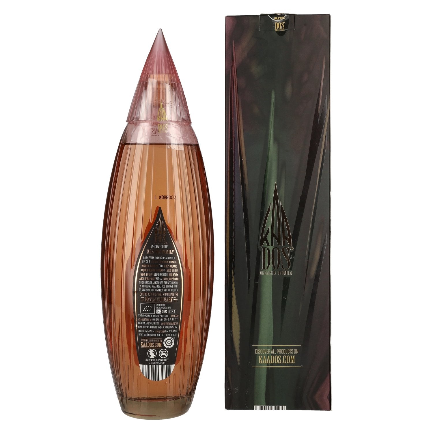 Kaa Dos Selection Organic Tequila BLANCO ROSADO 100% Pure Blue Agave 40% Vol. 0.7l in Gift Box