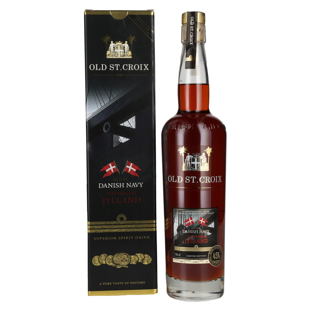 Old St. Croix A.H. Riise Royal DANISH NAVY The Frigate JYLLAND Superior Spirit Drink 45% Vol. 0.7l in gift box