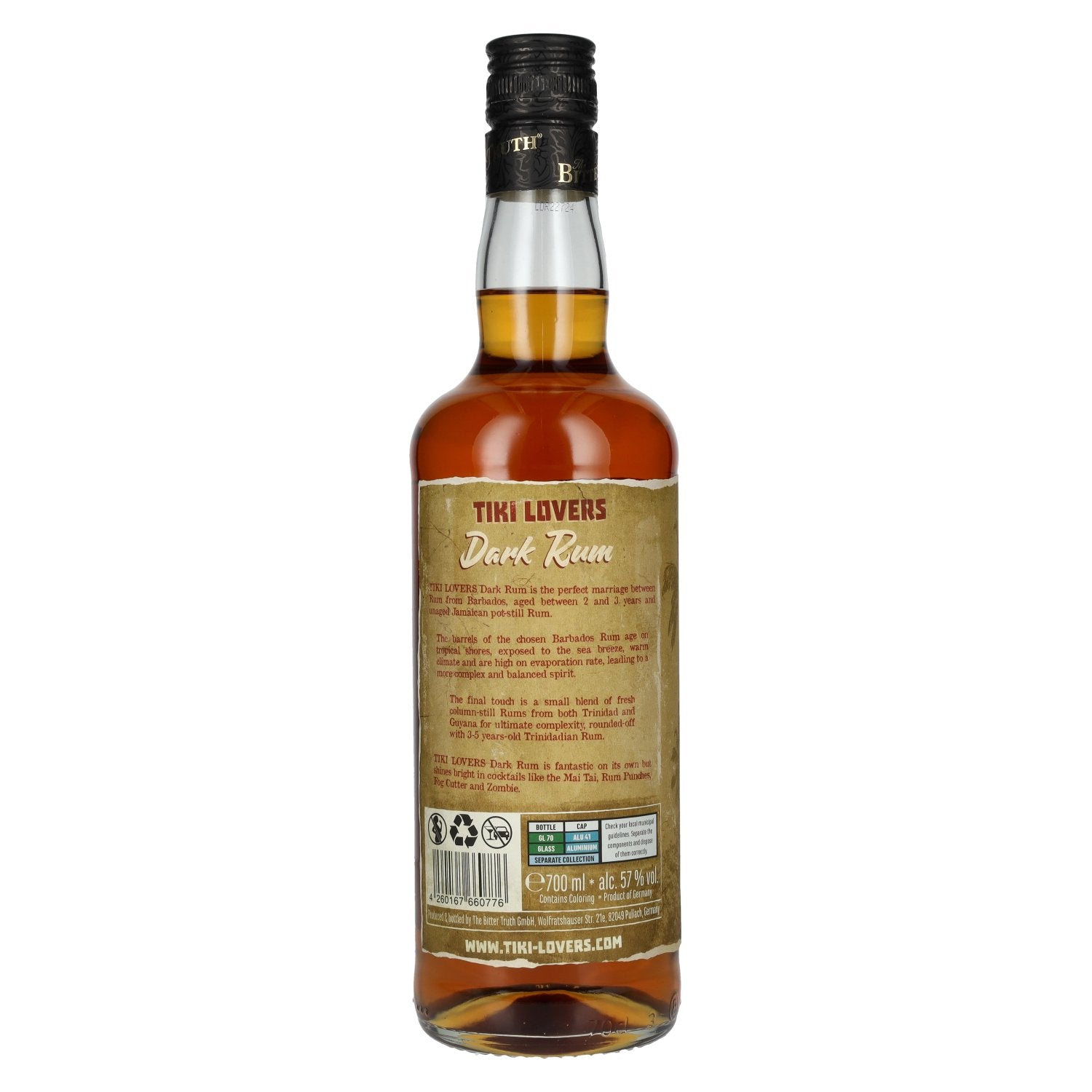Tiki Lovers Dark Rum Finest Caribbean Blend 57% Vol. 0,7l