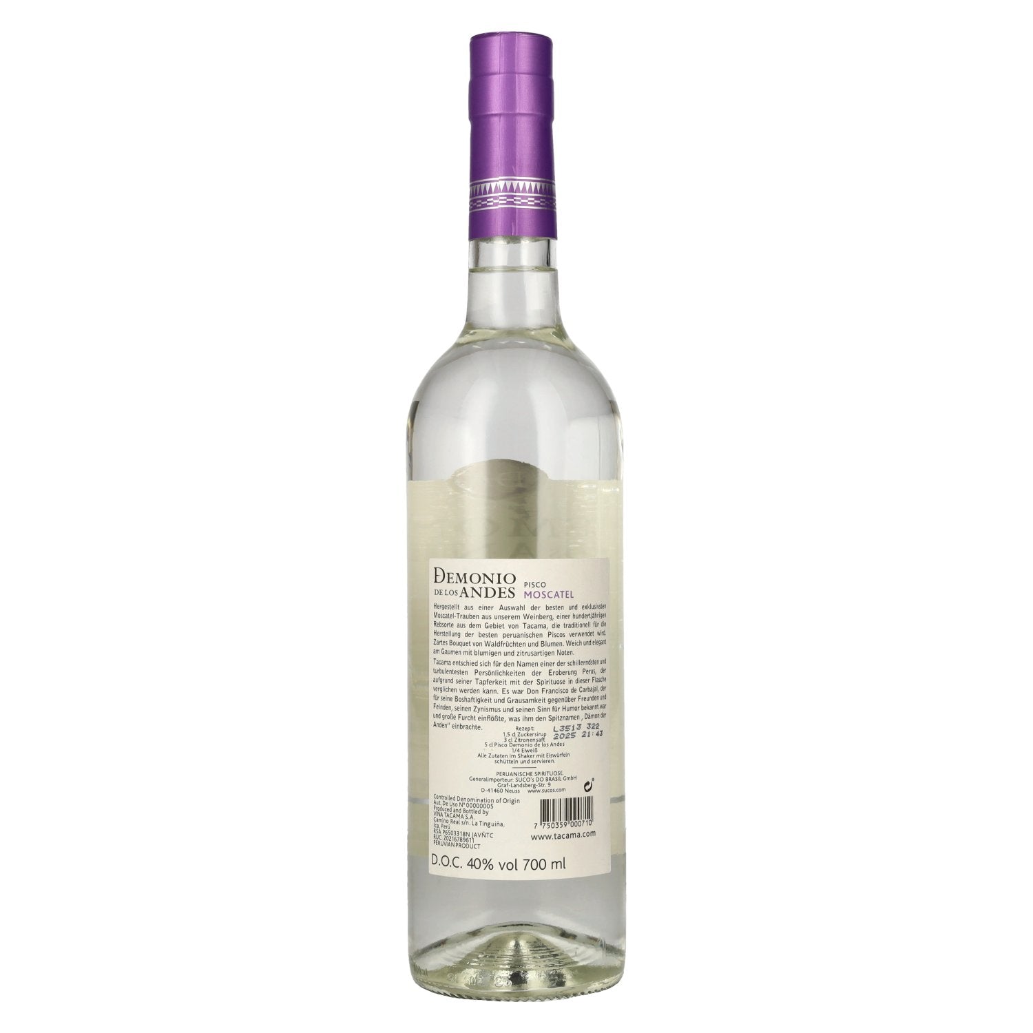 Tacama Demonio de los Andes MOSCATEL Pisco 40% Vol. 0,7l