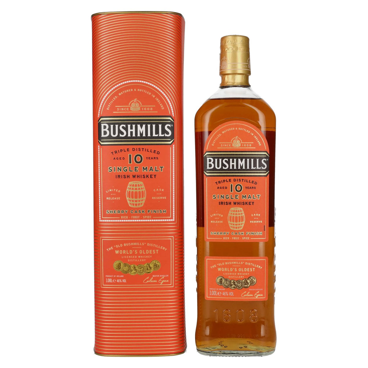 Bushmills 10 Years Old Single Malt Irish Whiskey SHERRY CASK Finish 46% Vol. 1l in gift box