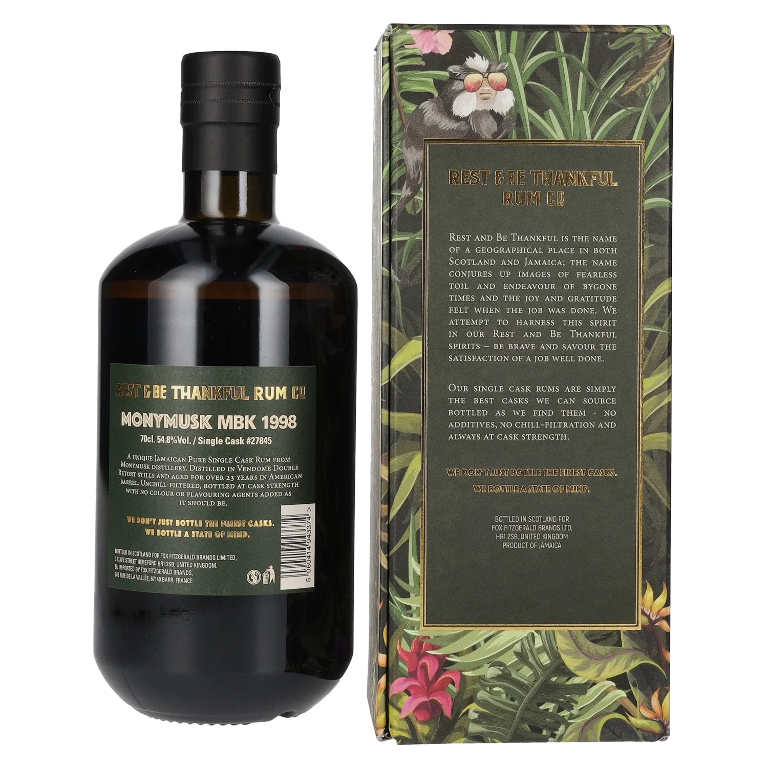 Rest & Be Thankful MONYMUSK 23 Years Old Pure Single Jamaican Rum 1998 54.8% Vol. 0.7L in gift box