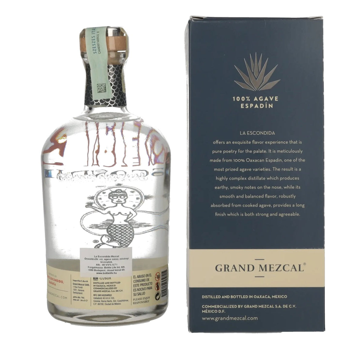 La Escondida Mezcal Artesanal Blanco 40% Vol. 0.7l in Gift Box