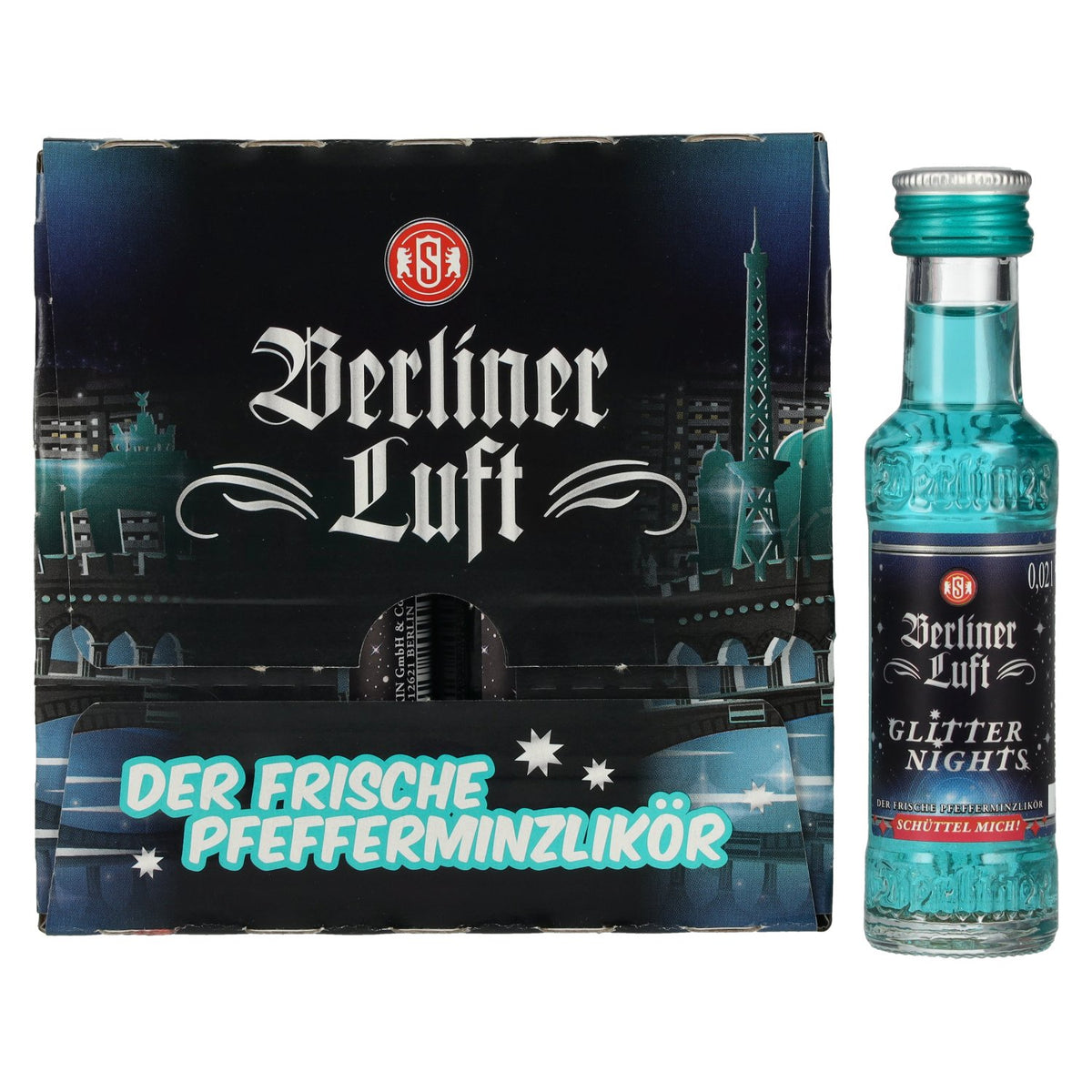 Berliner Luft GLITTER NIGHTS Fresh Peppermint Liqueur 18% ABV 24 x 0.02 l