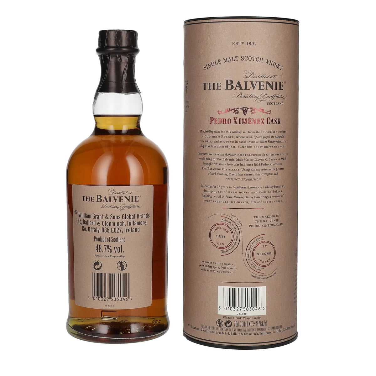 Balvenie 18 Years Old Pedro Ximénez Cask 48.7% ABV 0.7l in a gift box