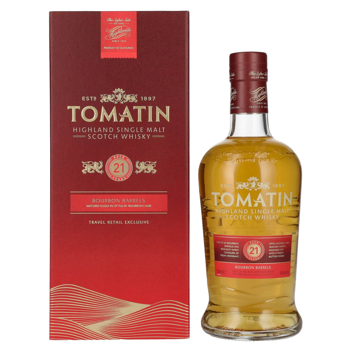 Tomatin 21 Years Old BOURBON CASKS Travel Retail Exclusive 46% Vol. 0.7l in gift box
