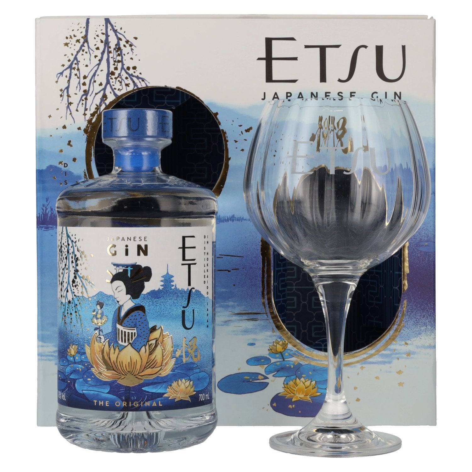 Etsu Japanese Handcrafted Gin The Original 43% Vol. 0.7l in Gift Box with Glass