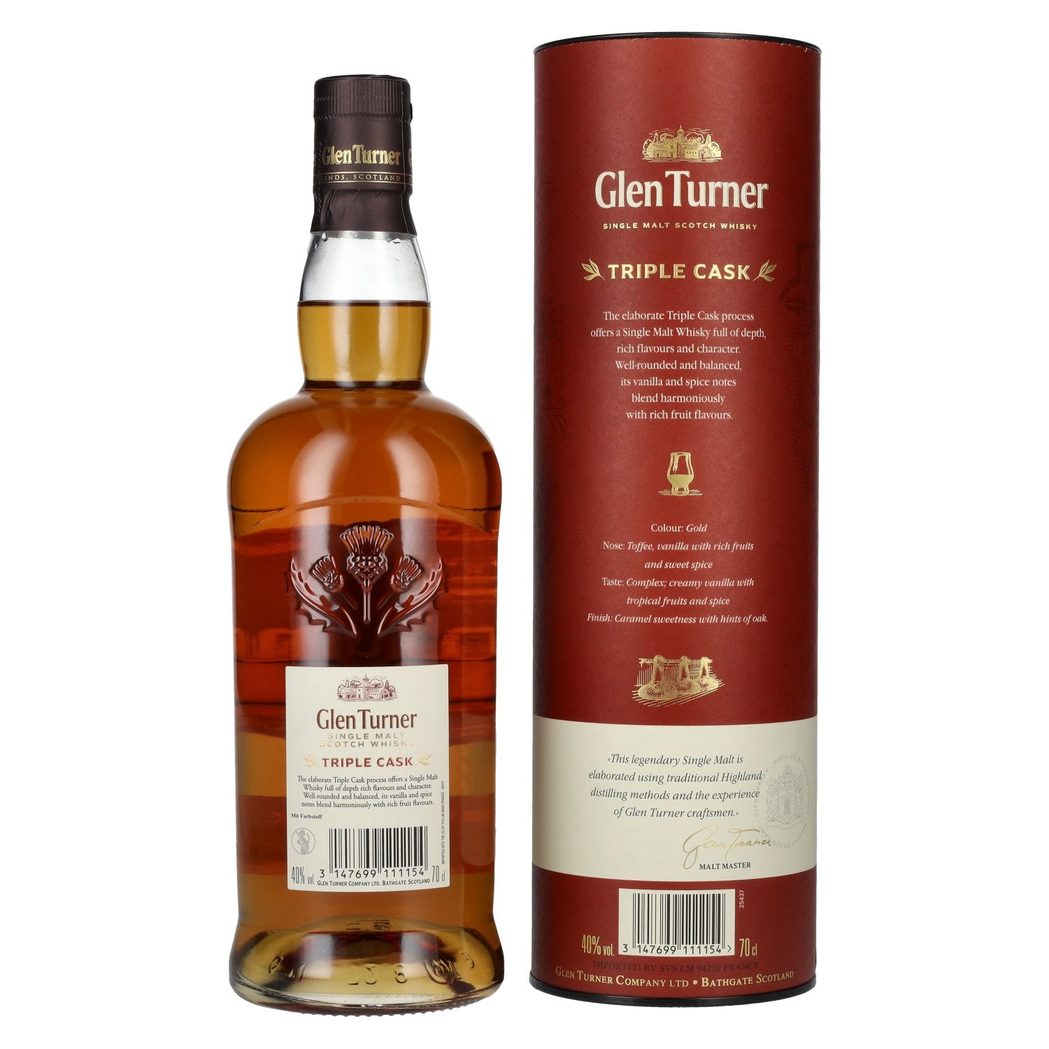 Glen Turner TRIPLE CASK Single Malt Scotch Whisky 40% Vol. 0,7l in Geschenkbox