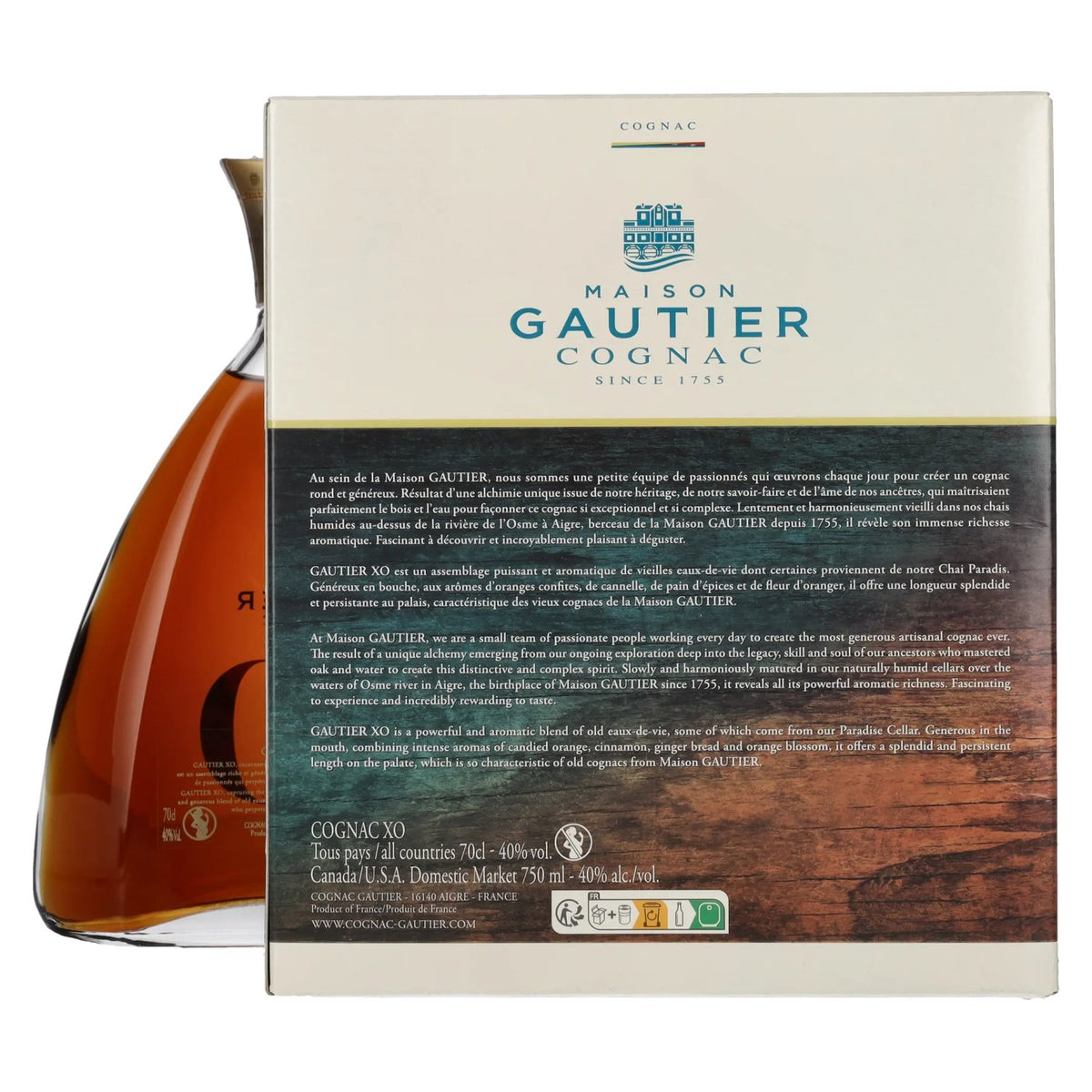 Gautier Cognac XO 40% Vol. 0.7L in Gift Box