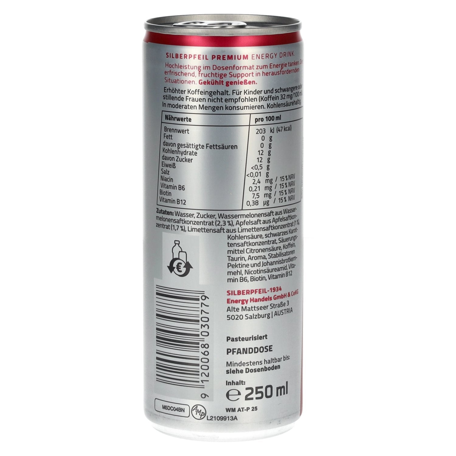 SILBERPFEIL Energy Drink WATERMELON 0,25l Dose Pfand