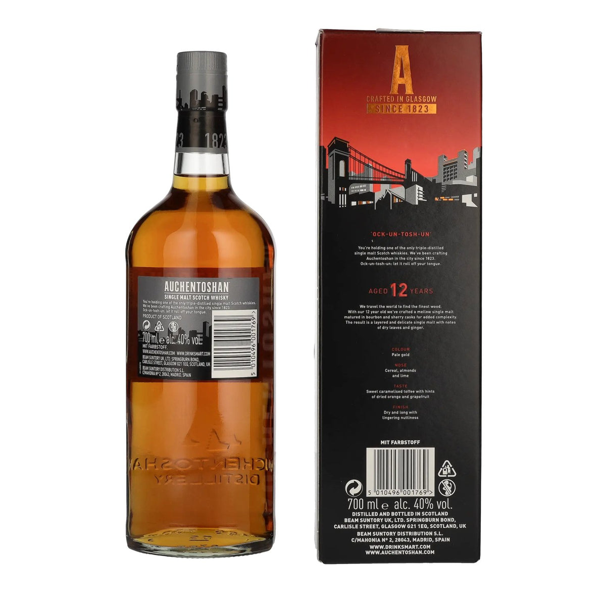Auchentoshan 12-Year-Old Single Malt Scotch Whisky, 40% vol., 0.7 litres, in a gift box