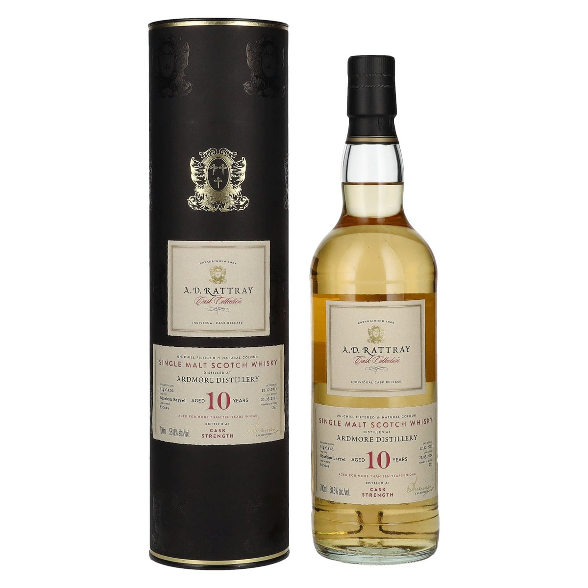 A.D. Rattray 10-Year-Old ARDMORE Bourbon Barrel Whisky 2013 58.8% vol. 0.7 l in a gift box