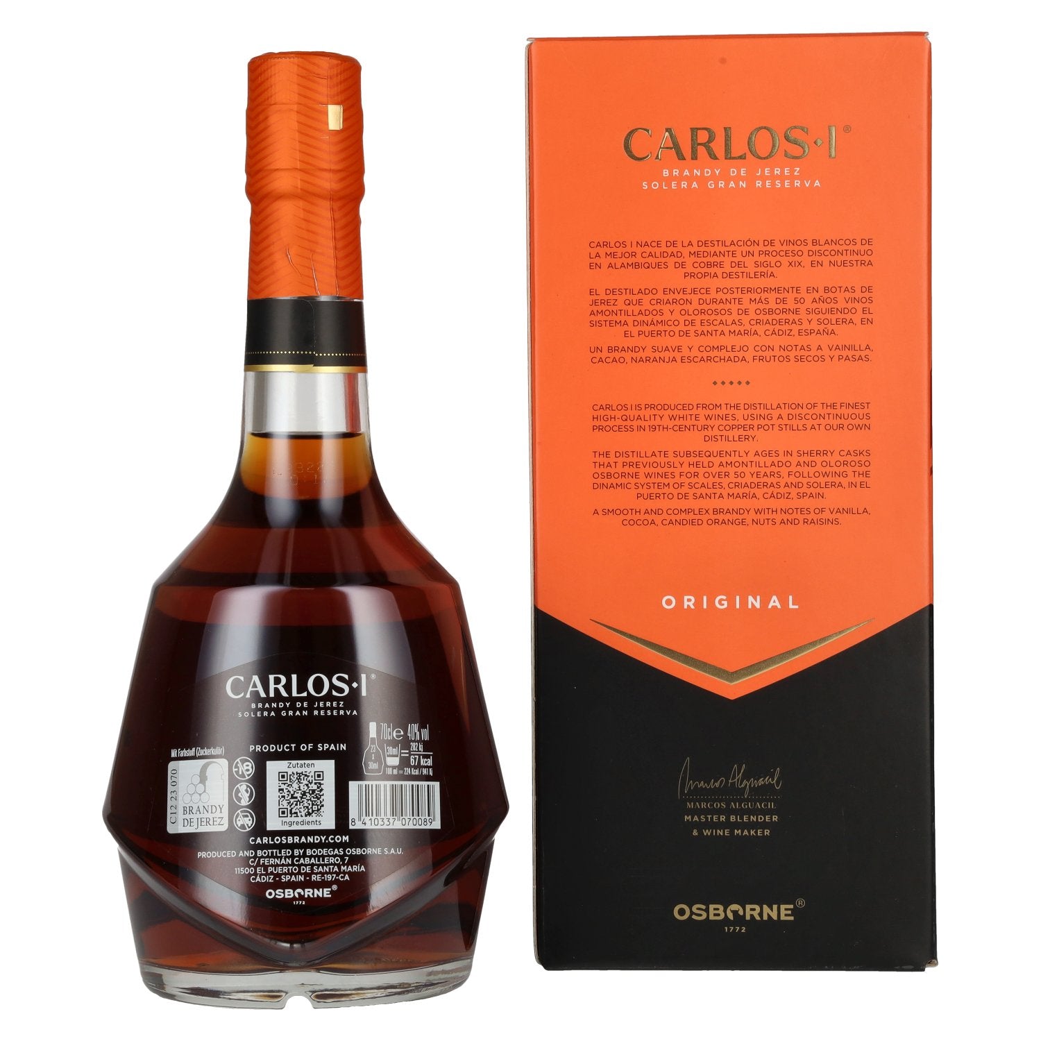 Carlos I Brandy de Jerez Solera Gran Reserva Sherry Casks 40% Vol. 0,7l in Geschenkbox