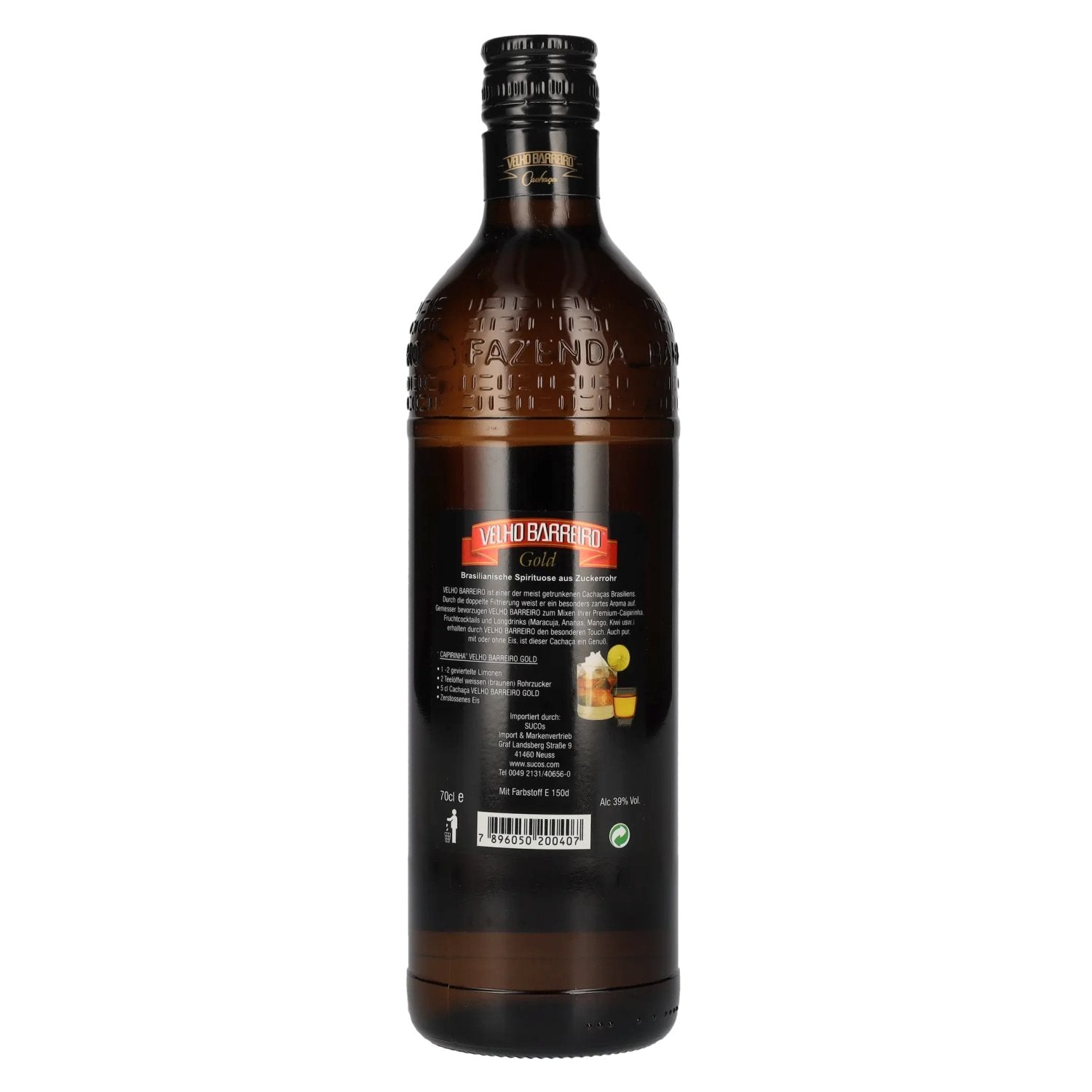 Velho Barreiro GOLD Cachaça 39% Vol. 0,7l