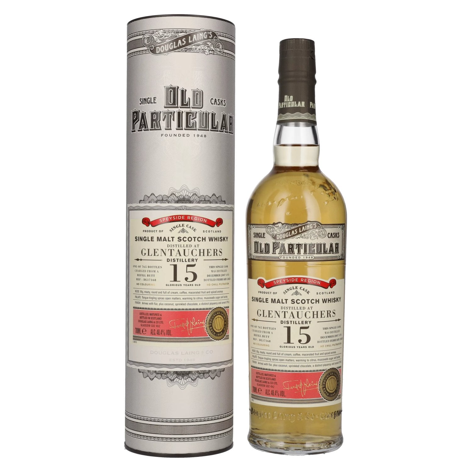 Douglas Laing OLD PARTICULAR Glentauchers 15 Years Old Single Cask Malt 2007 48.4% Vol. 0.7l in Gift Box