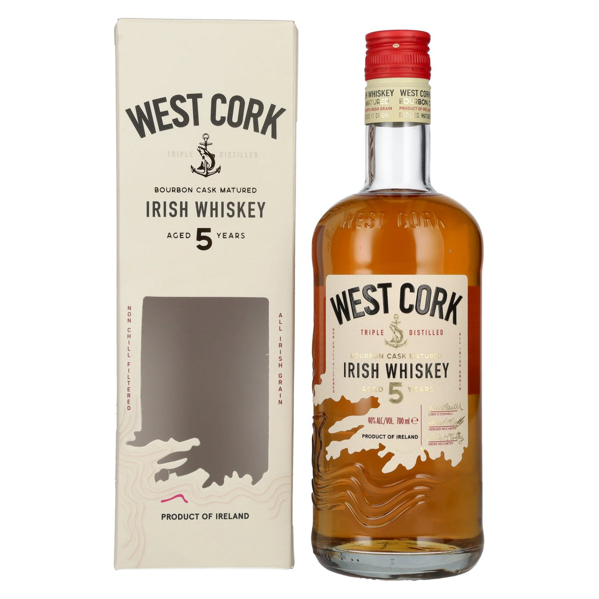 West Cork 5 Years Old Bourbon Cask Irish Whiskey 40% Vol. 0.7l in Gift Box