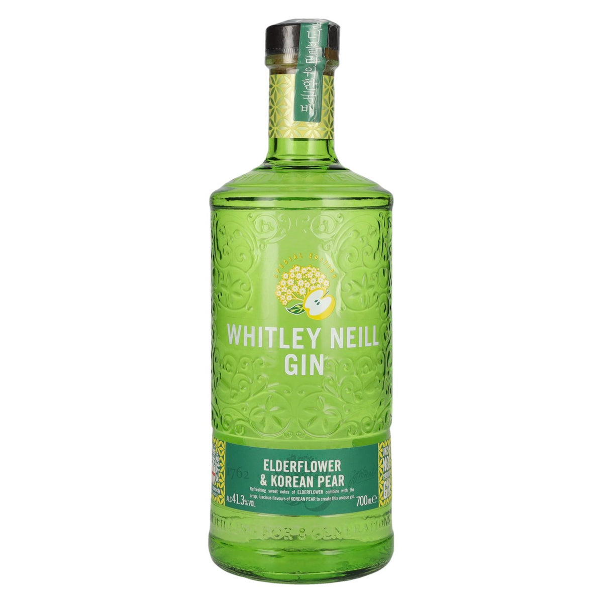 Whitley Neill ELDERFLOWER &amp; KOREAN PEAR GIN 41.3% ABV 0.7l
