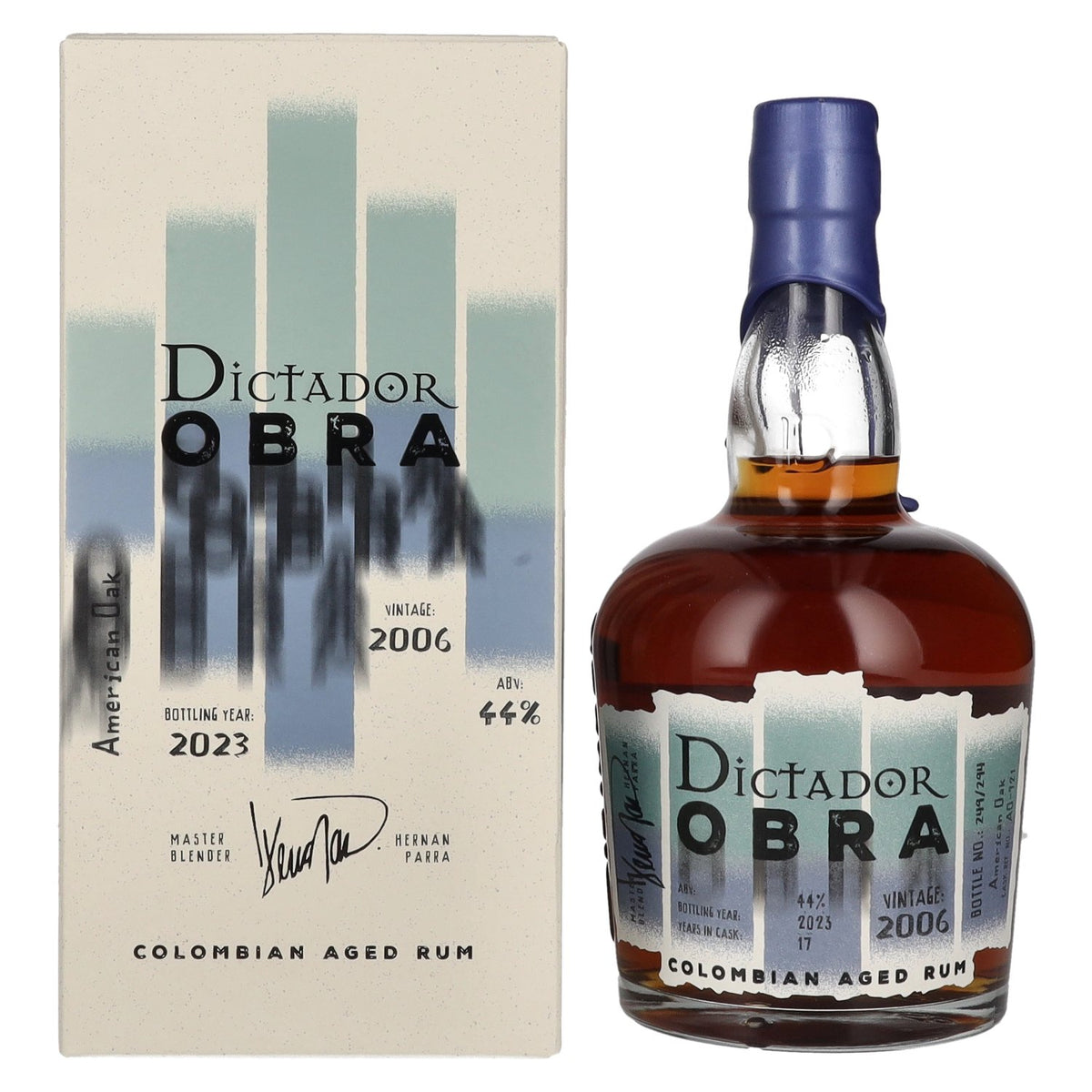 Dictador OBRA VINTAGE 17 Years Old AMERICAN OAK CASK Rum 2006 44% Vol. 0.7l in gift box