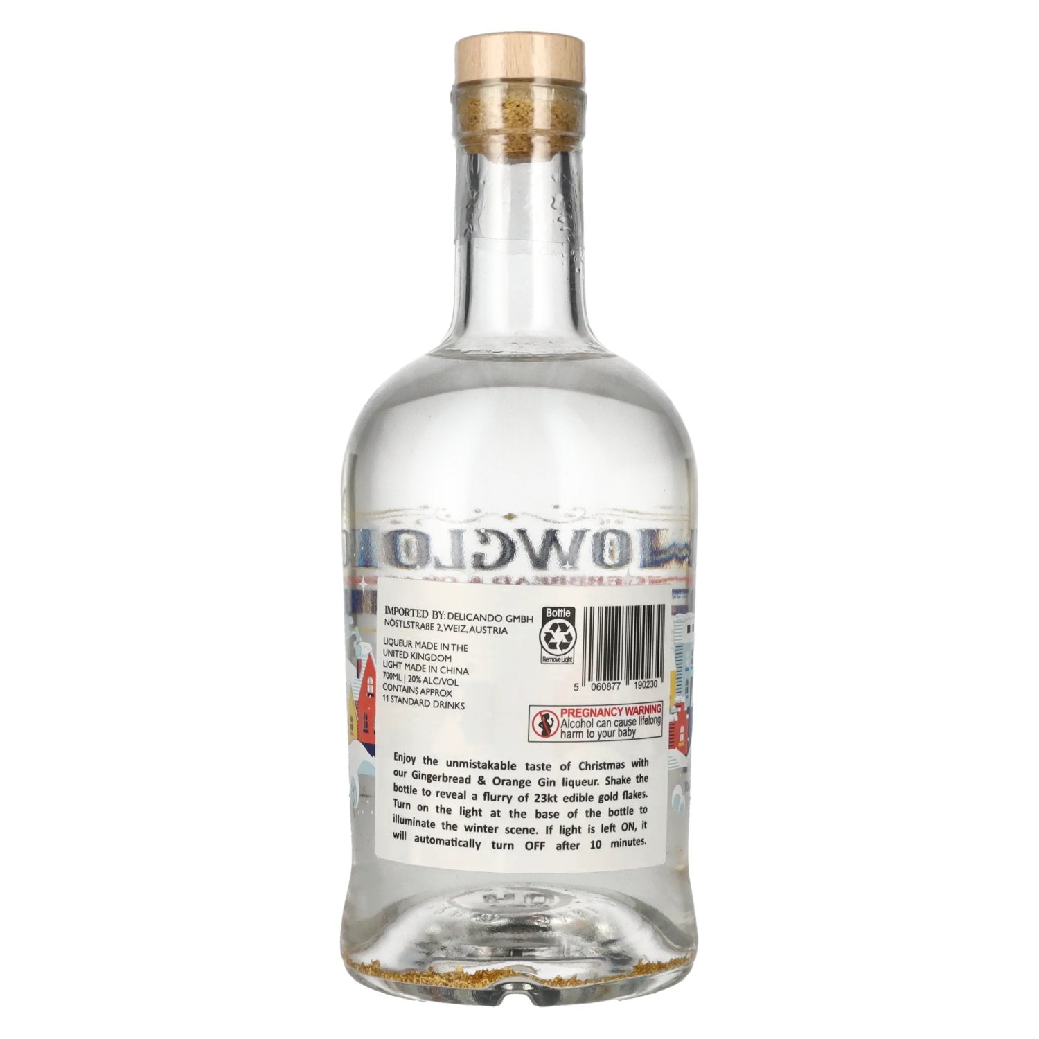 Snowglobe Orange & Gingerbread Gin Liqueur Light-Up 20% Vol. 0,7l