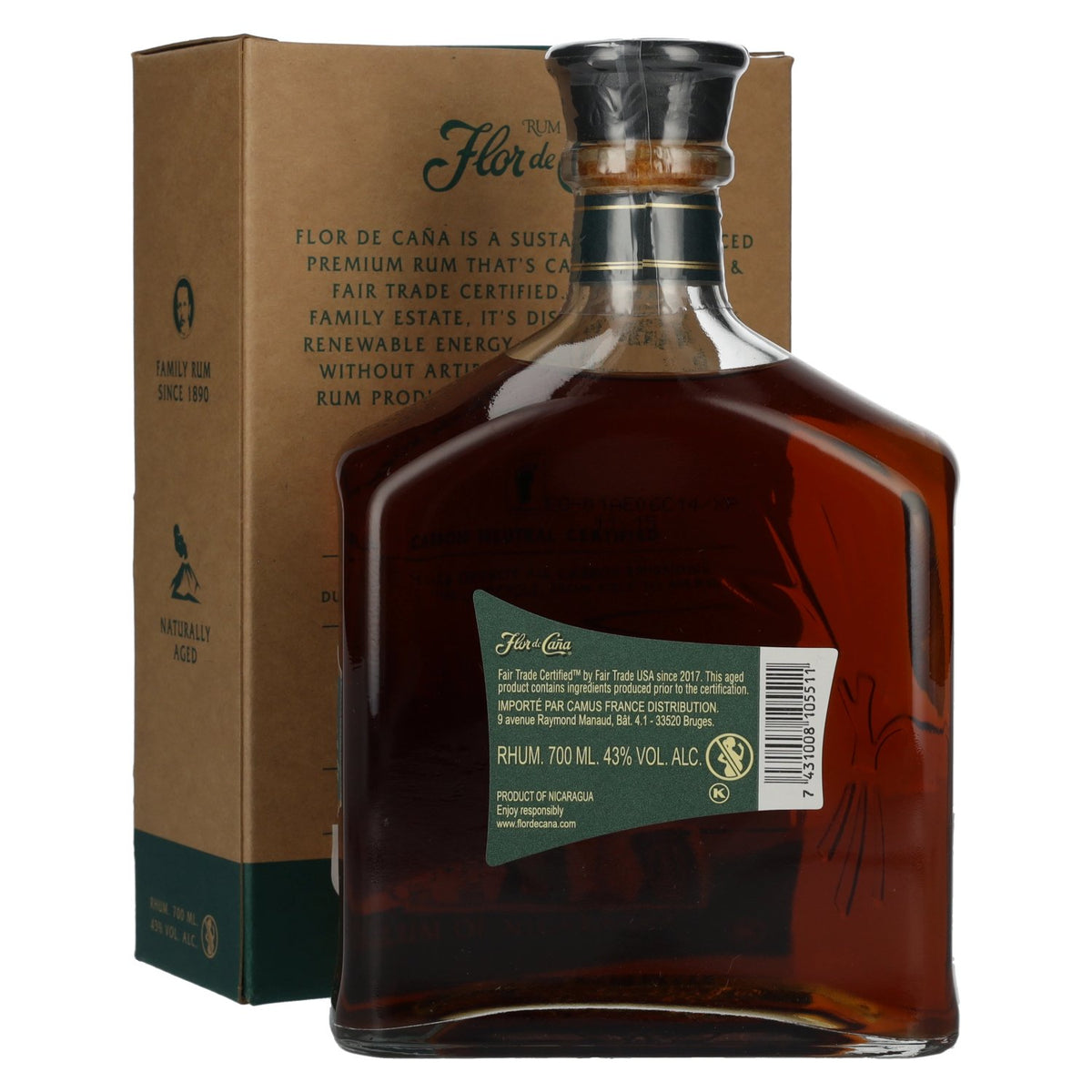 Flor de Caña 14-Year-Old Rum 43% ABV 0.7l in a gift box
