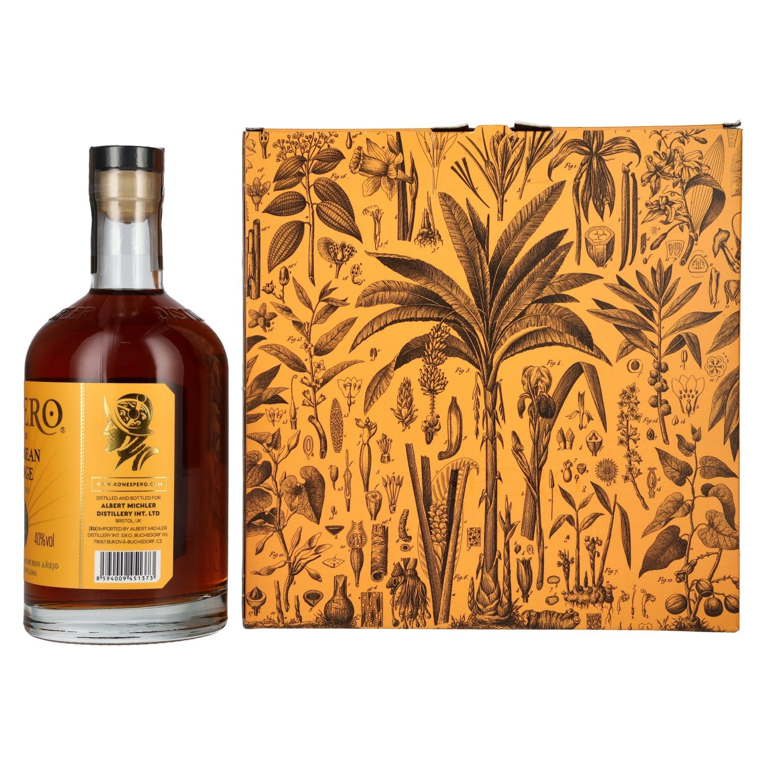 Ron Espero Caribbean Orange Liqueur 40% ABV, 0.7l, in a gift box with 2 glasses