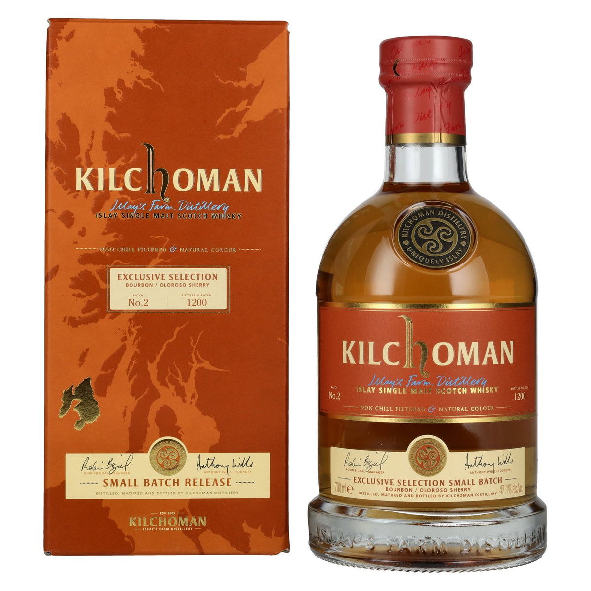 Kilchoman Islay Single Malt Whisky Bourbon/Oloroso Sherry SMALL BATCH 2 47.1% Vol. 0.7l in gift box