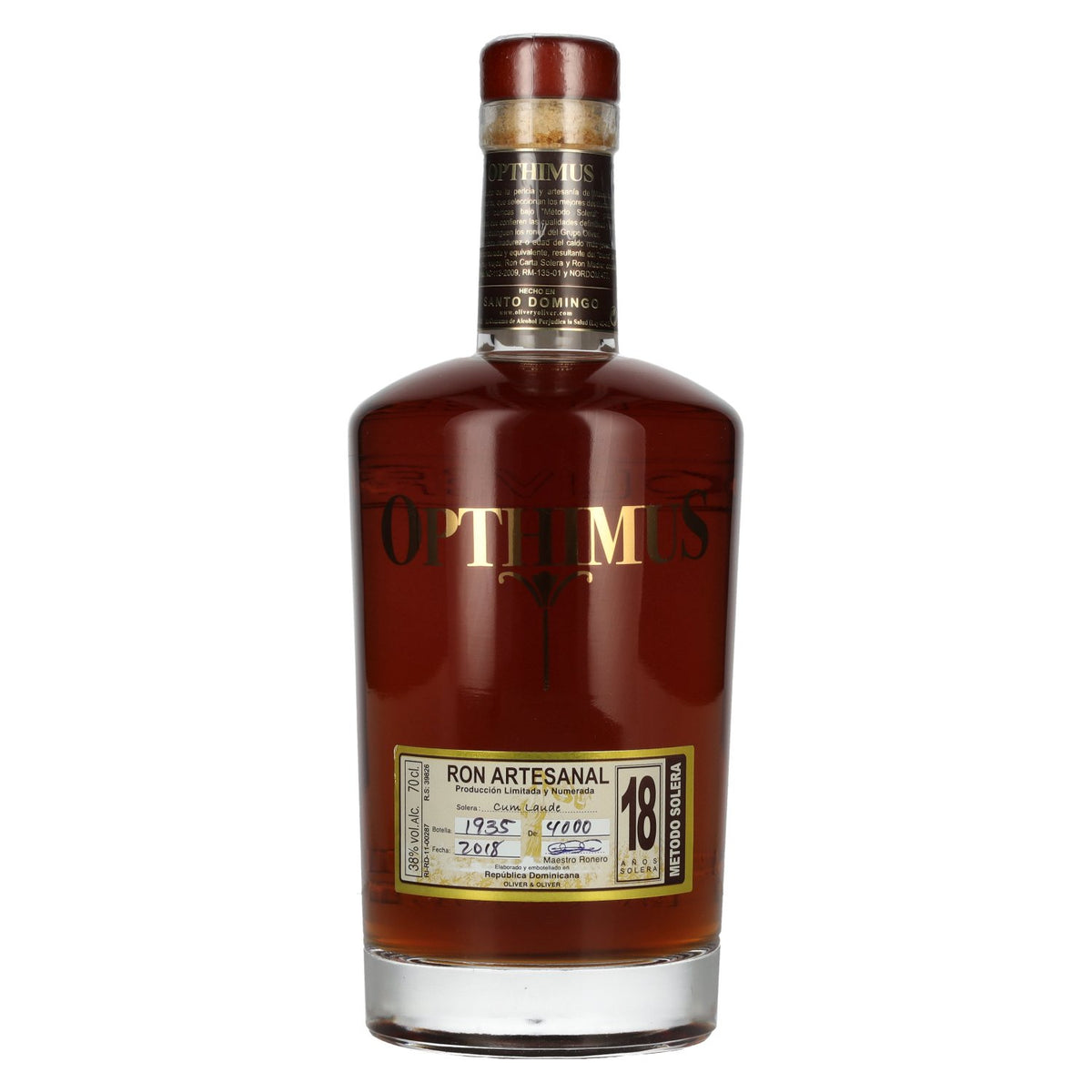 Opthimus 18 Años Solera Cum Laude Artisanal Ron 38% vol. 0.7 l