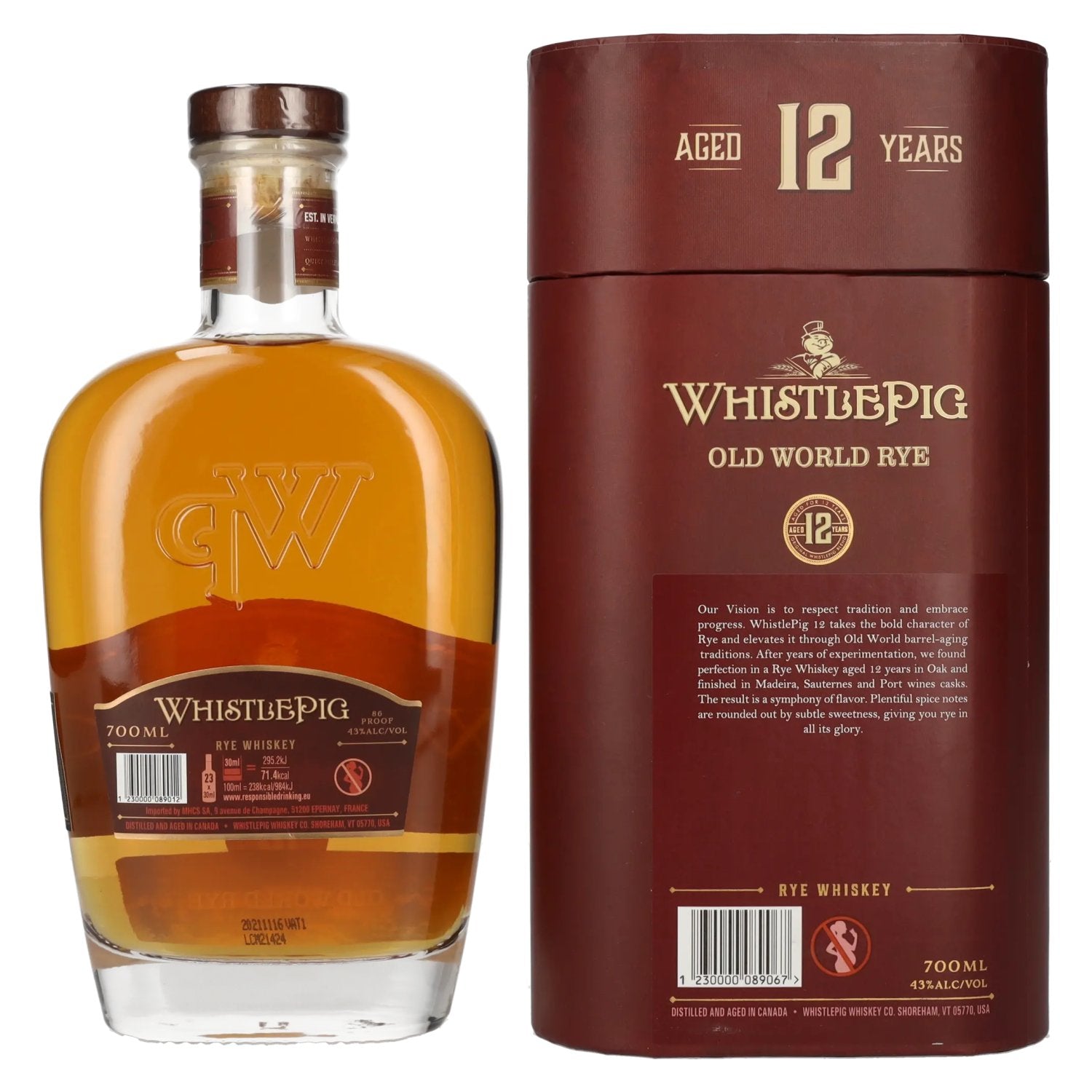 WhistlePig 12 Years Old OLD WORLD Rye Whiskey 43% Vol. 0.7l in Gift Box