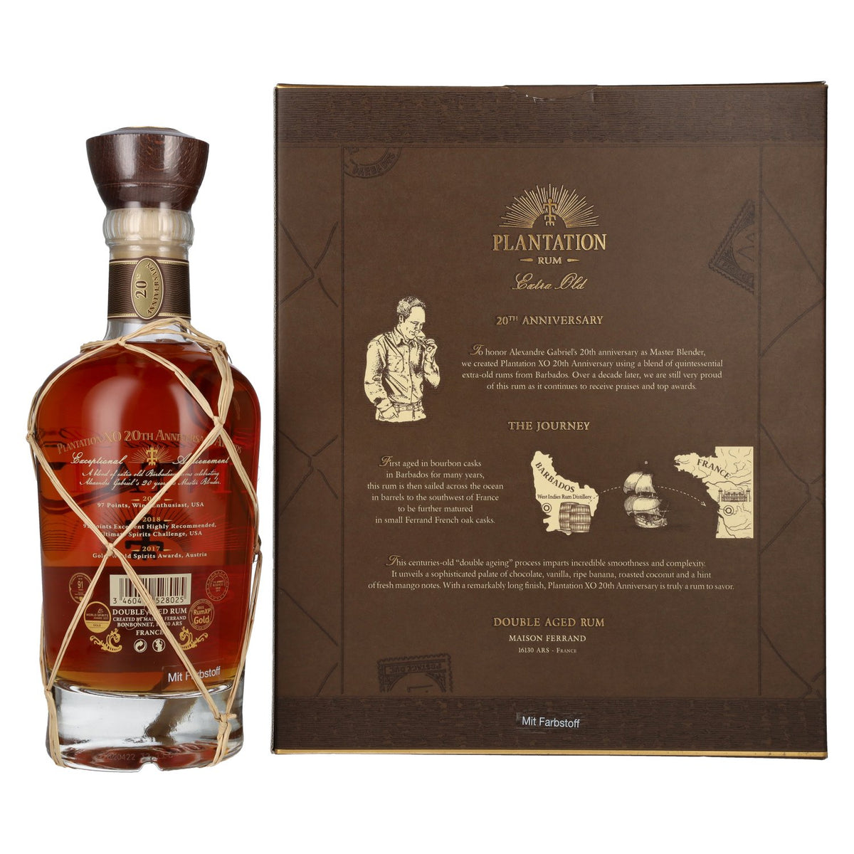 Plantation Rum BARBADOS XO 20th Anniversary 40% vol. 0.7 l in a gift box with 2 glasses