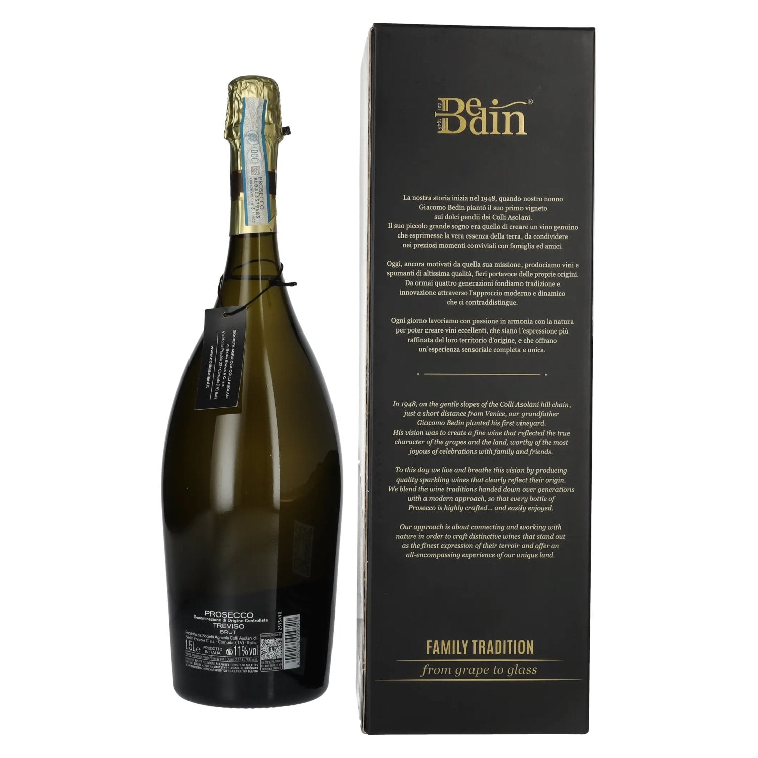 BEDIN Prosecco Treviso Brut DOC 11% Vol. 1.5l in Gift Box