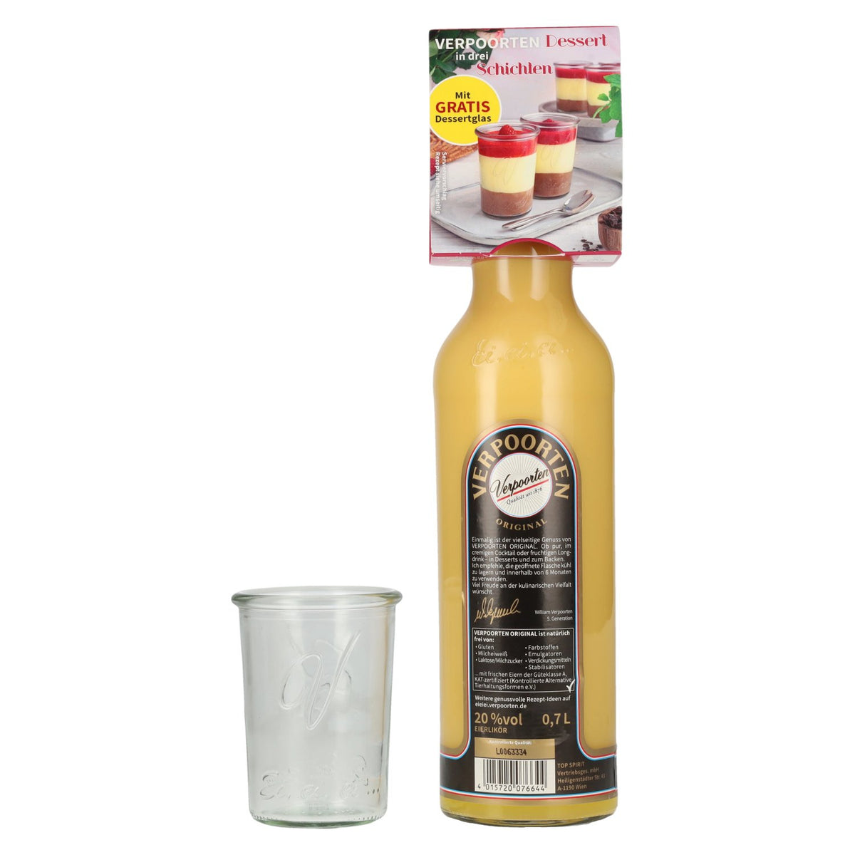 Verpoorten Original Eierlikör 20% Vol. 0,7l mit Dessertglas