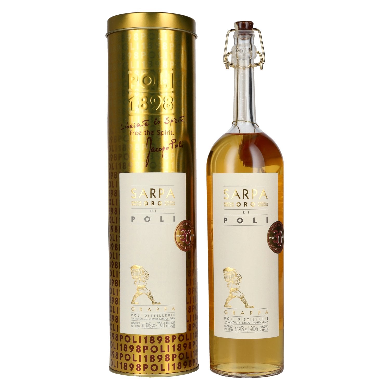 Poli Grappa Sarpa Oro di Poli 40% Vol. 0.7l in Tin Box