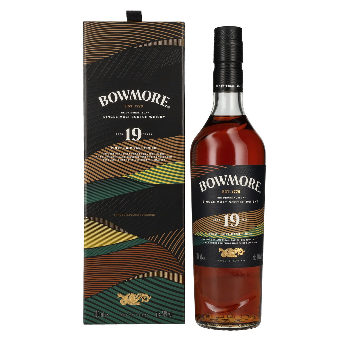 Bowmore 19 Years Old Pinot Noir Cask Finish Islay Single Malt 43% Vol. 0.7L in Gift Box