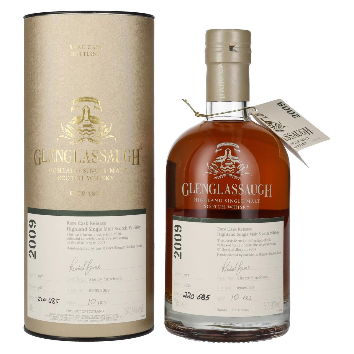 Glenglassaugh 10 Years Old RARE CASK RELEASE 2009 Sherry Puncheon Cask 957 57.9% Vol. 0.7L in Gift Box