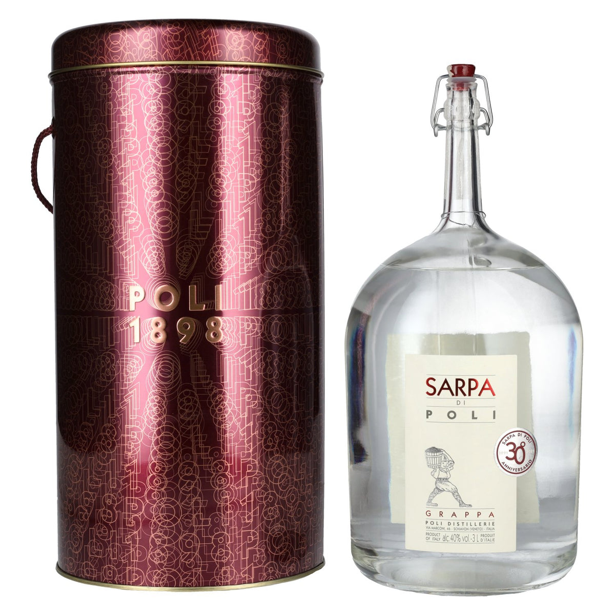 Poli Grappa Sarpa di Poli 40% Vol. 3l in Tin Box