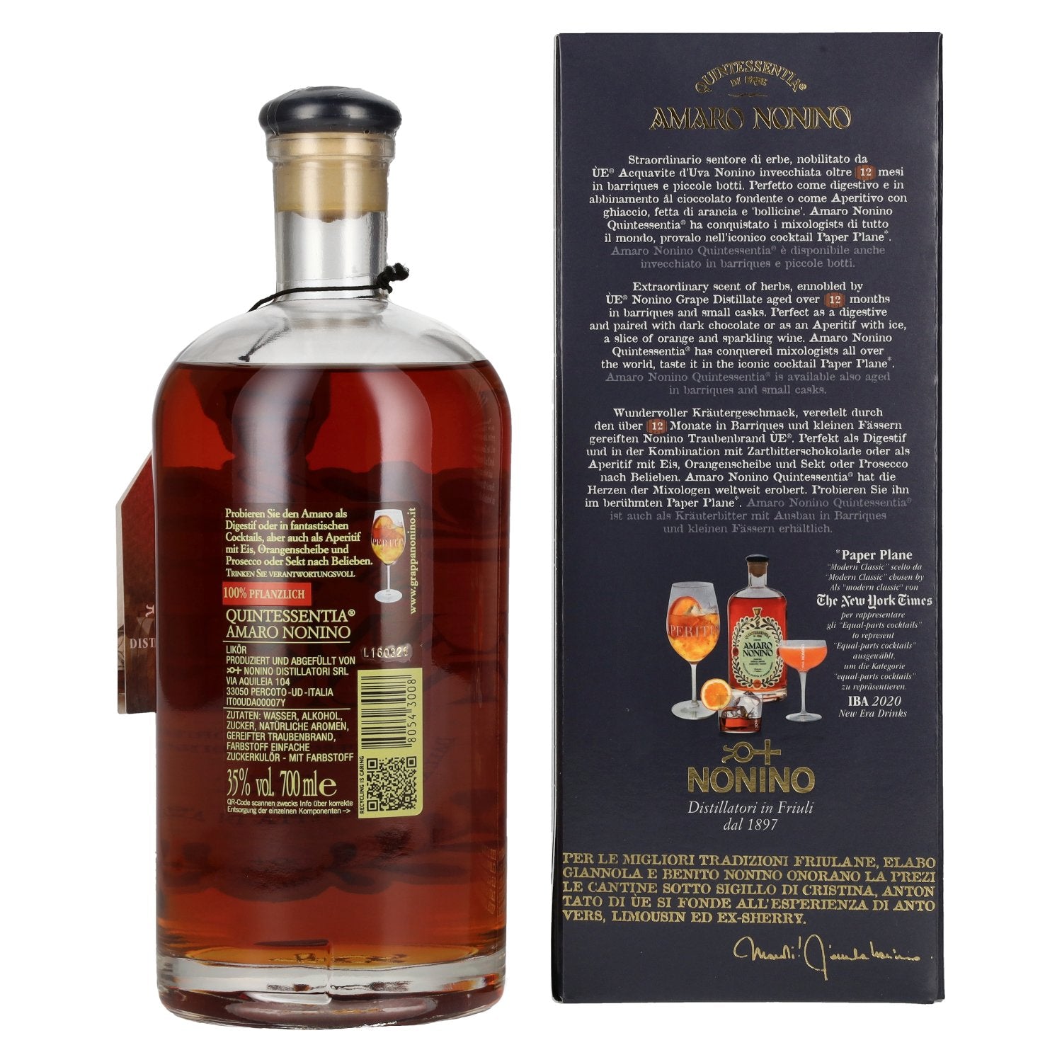 Amaro Nonino Quintessentia Di Erbe Liquore 35% Vol. 0,7l in Geschenkbox