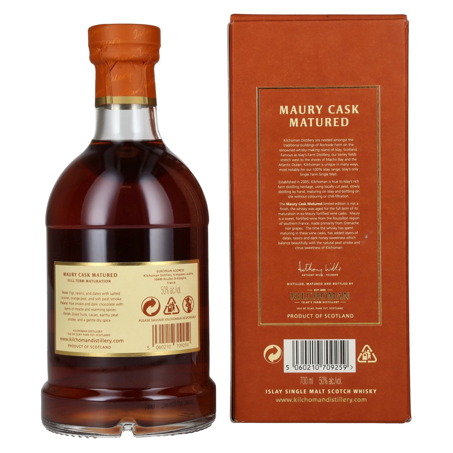 Kilchoman MAURY CASK MATURED Single Malt Scotch Whisky Limited Edition 50% vol. 0.7l in a gift box