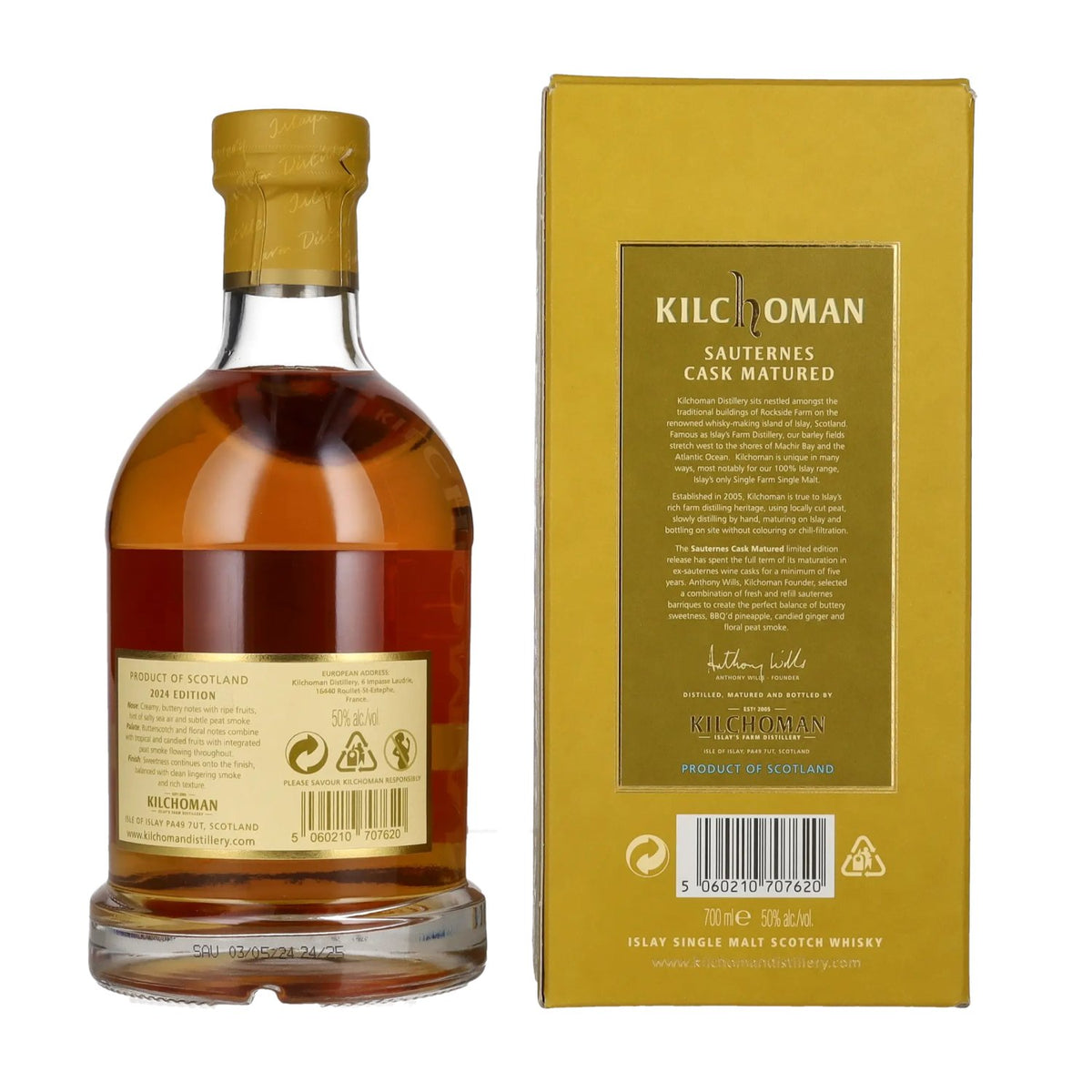 Kilchoman SAUTERNES CASK MATURED Islay Single Malt Limited Edition 2024 50% Vol. 0.7l in gift box