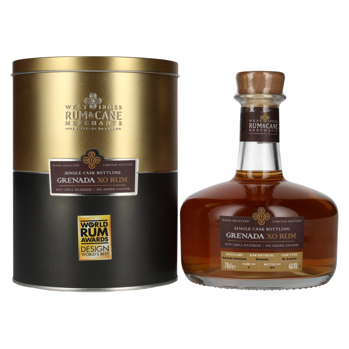 Rum & Cane GRENADA XO Single Cask Rum 46% Vol. 0.7l in Tinbox