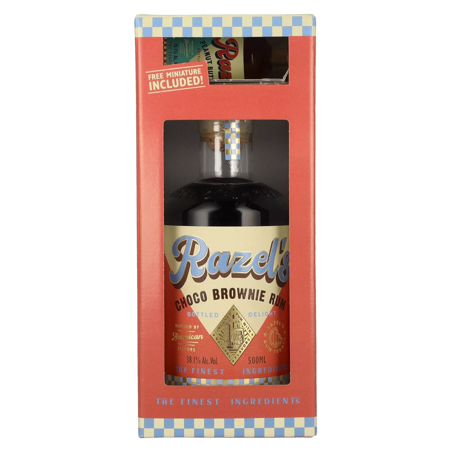 Razel's Choco Brownie Spirit Drink 38.1% Vol. 0.5l in Gift Box with Miniature 0.05l