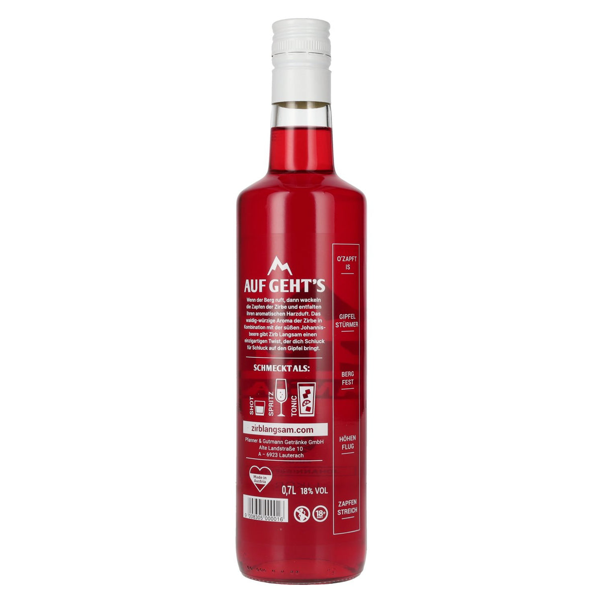 ZIRB LANGSAM Swiss Stone Pine and Redcurrant Liqueur 18% vol. 0.7 l