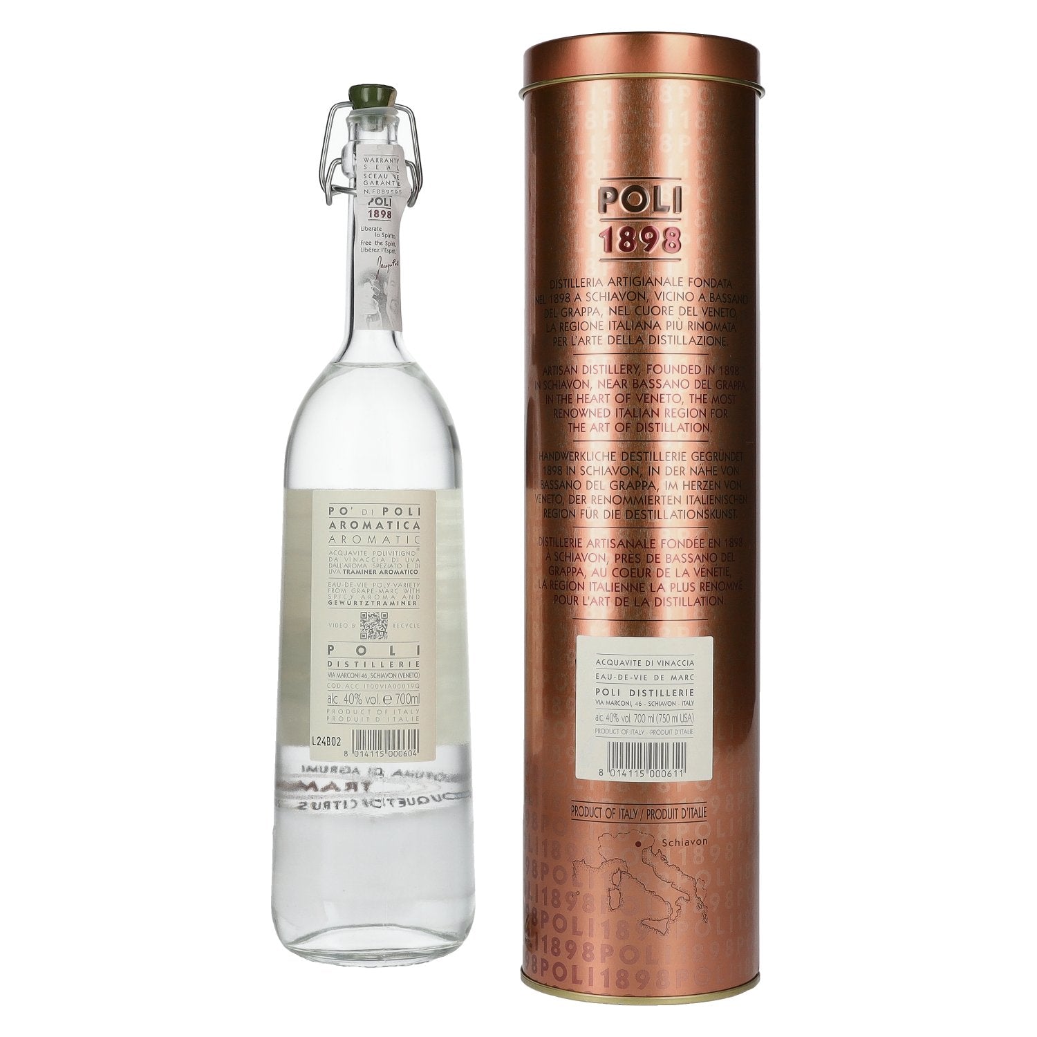 Poli Po' Di Poli Aromatic Grappa 40% Vol. 0.7l in Tinbox