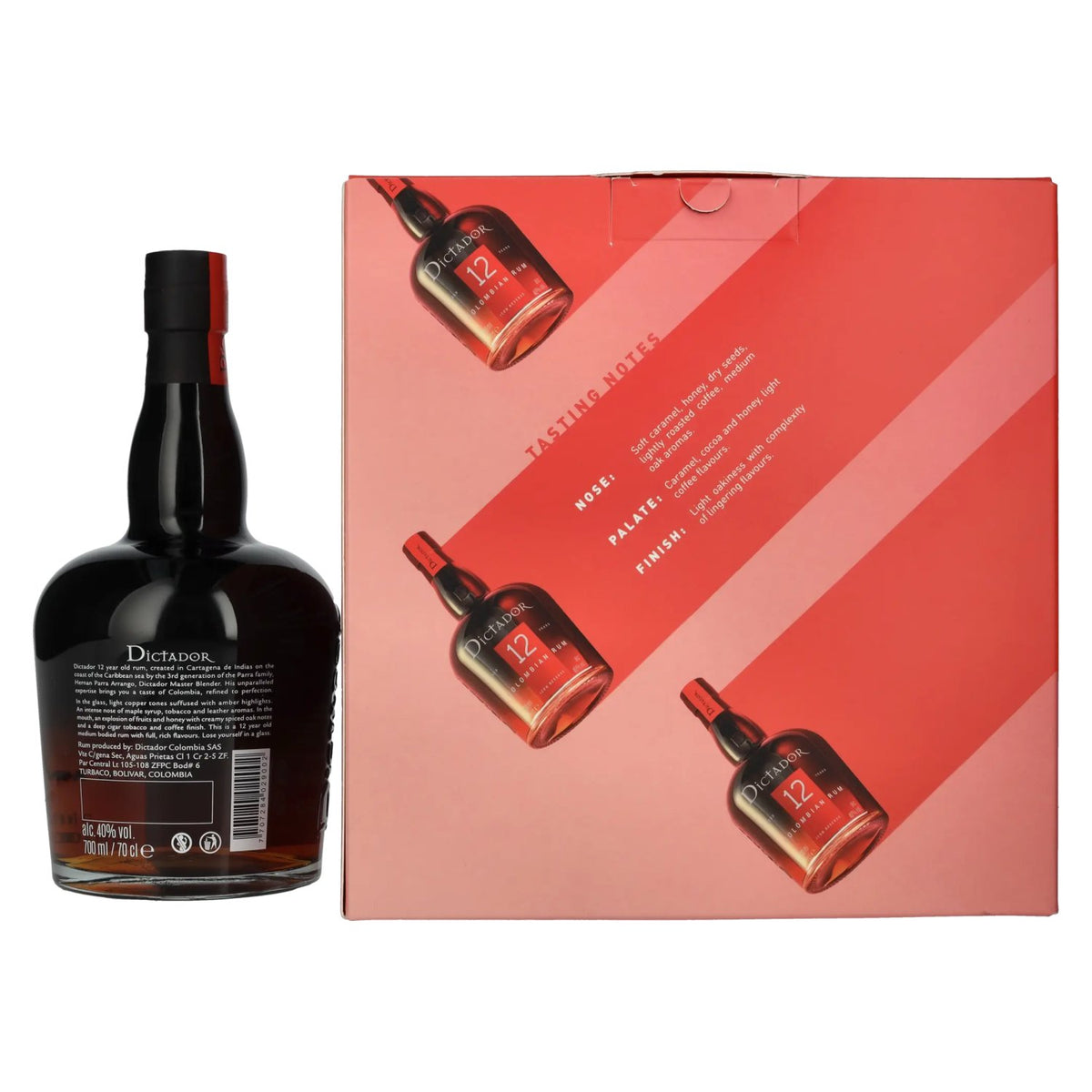 Dictador 12 Years Old ICON RESERVE Colombian Rum 40% ABV, 0.7 litres, in a gift box with 2 glasses